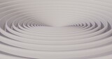 White ring of swirling stripes abstract background. Round beige volumetric lines in 3d render geometric swirl. Elegant rounded modern art design