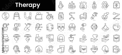 Set of outline therapy icons. Minimalist thin linear web icon set. vector illustration.