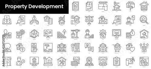 Set of outline property development icons. Minimalist thin linear web icon set. vector illustration.
