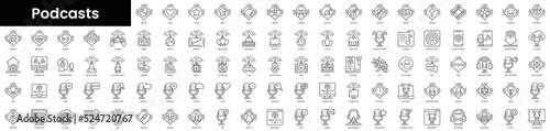 Set of outline podcasts icons. Minimalist thin linear web icon set. vector illustration.