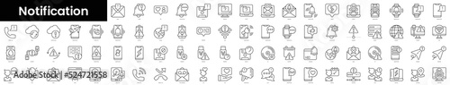 Set of outline notification icons. Minimalist thin linear web icon set. vector illustration.