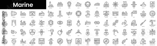 Obraz na plátne Set of outline marine icons
