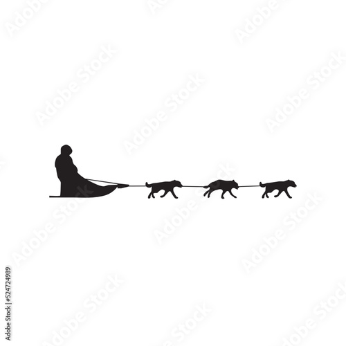 Dogsled Team Silhouette Vector