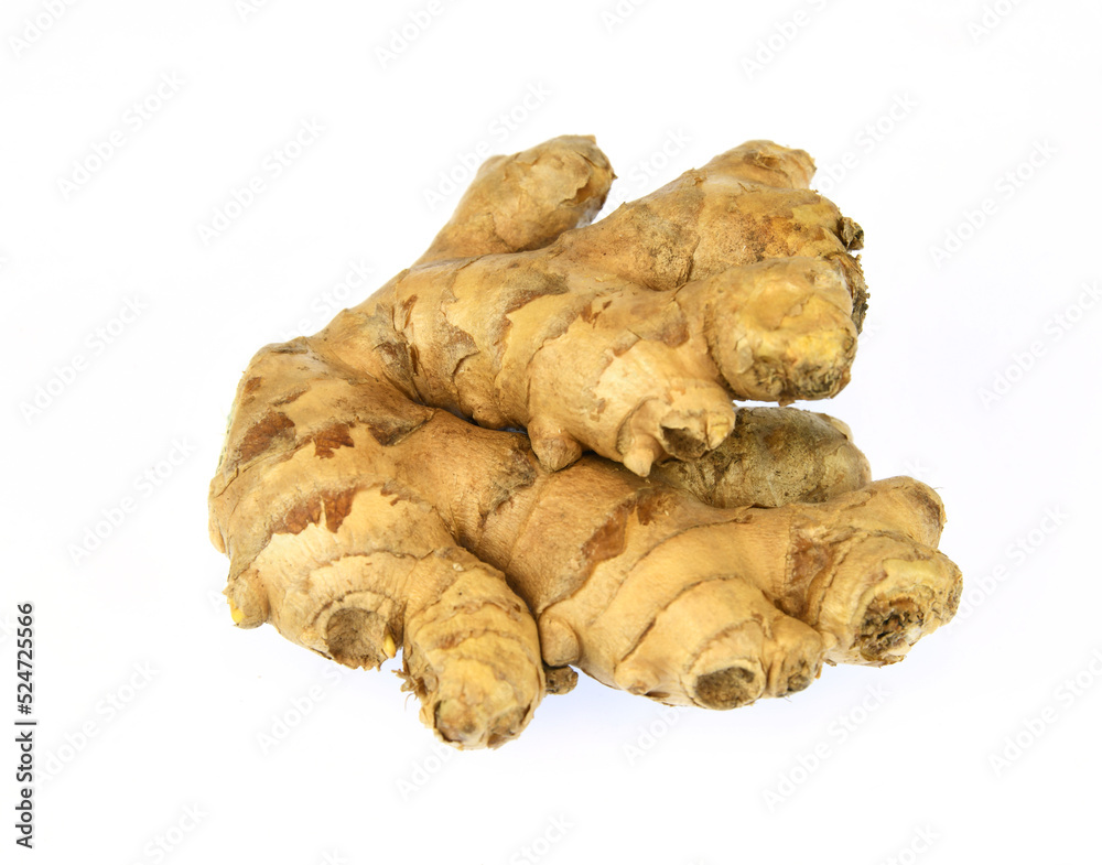 close up on ginger root isolated on white background close up on ginger root isolated on white background