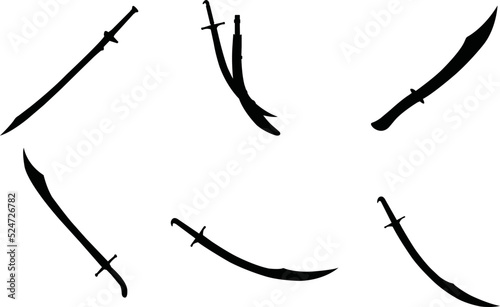 Scimitar Sword Eps Vector,  Silhouette, Logo, Scimitar Sword  Eps Vector Cut Files for Cricut Design, Scimitar Sword  Digital Commercial Clipart - 
