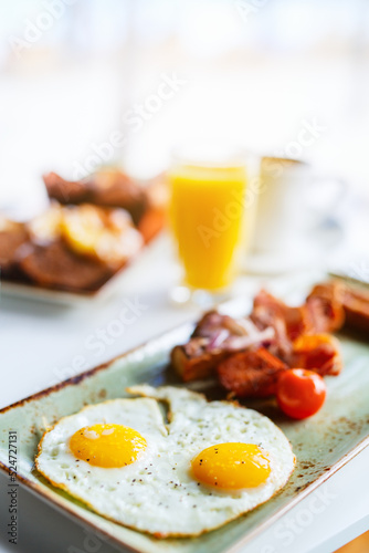 Breakfast with fried eggs