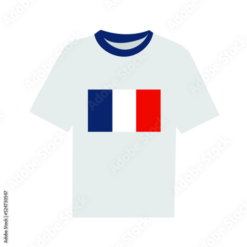 France flag printed t-shirt vector illustration isolated on white background.