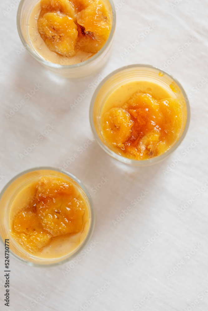 Three cups of homemade banana pudding. Three cups of homemade banana pudding.
