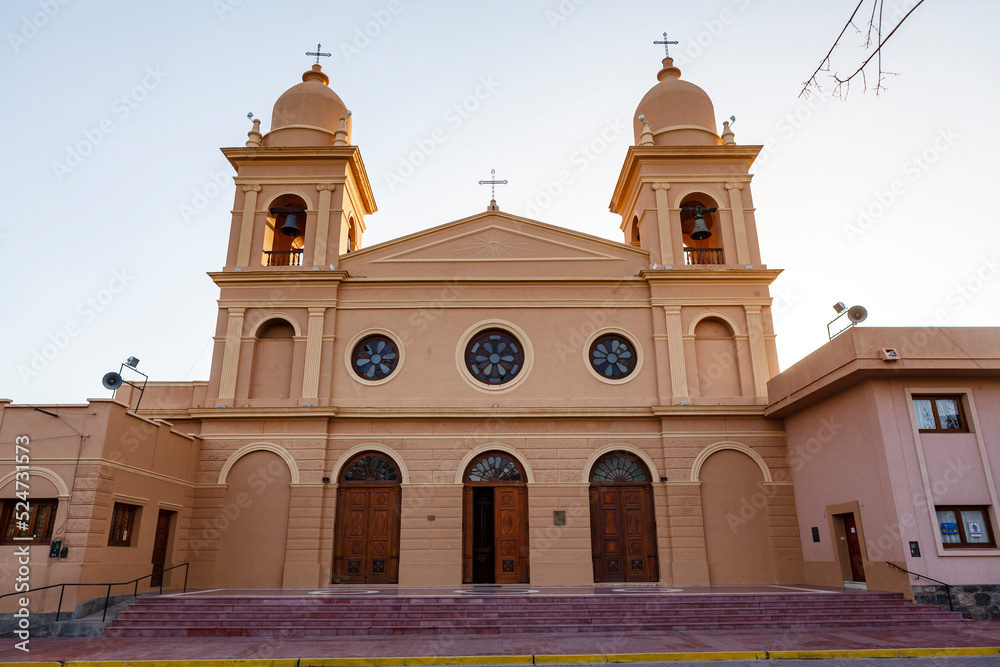 Fototapeta premium Facade of the Our Lady of Rosary cathedral or Cafayate cathedral, Salta, Argentina, South America