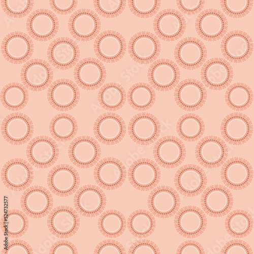 Peach decorative circles seamless pattern.