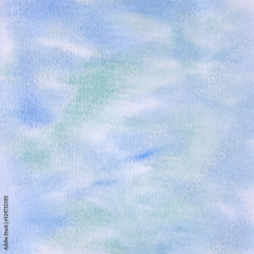 Blue and green coastal color watercolor pattern, handpainted paint background.