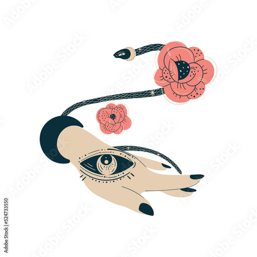 Magic mystic hand in witchcraft