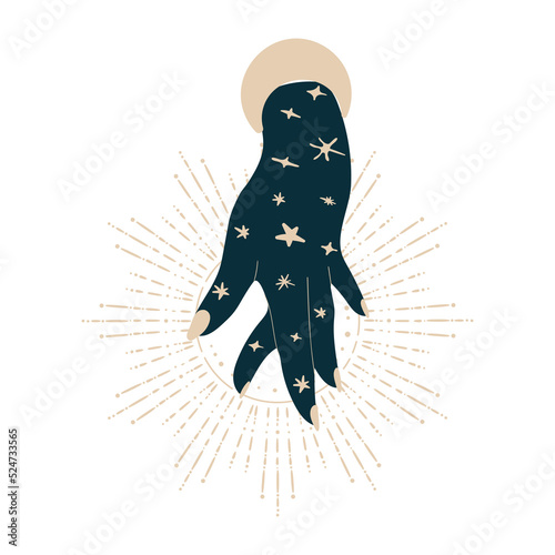 Magic mystic hand in witchcraft