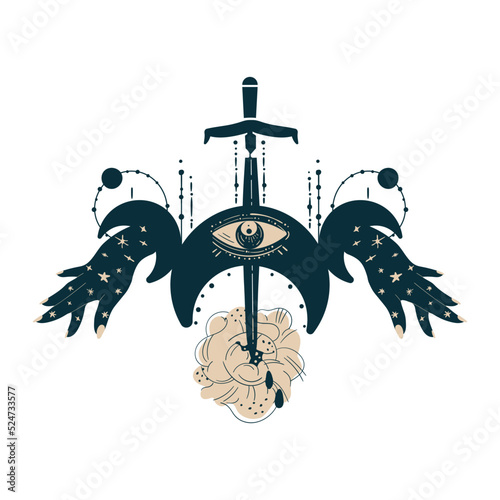 Magic mystic hand in witchcraft