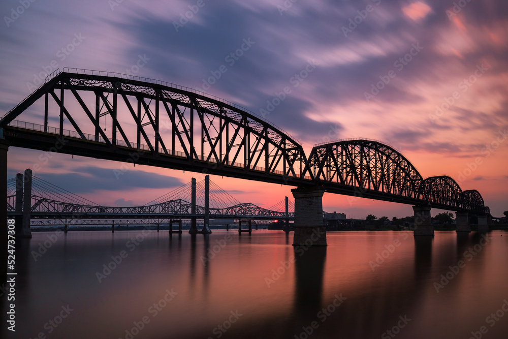 The Big Four Bridge that connected Kentucky and Indiana is an old railroad truss bridge, originally built in 1895, and was converted into a path for people to walk, run and bike across the Ohio River.