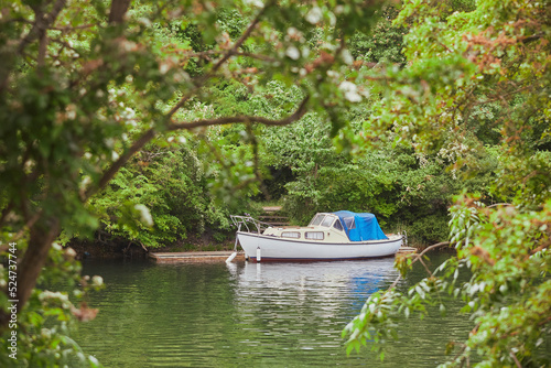 Canvas Print Yacht moored in a canal in Copenhagen