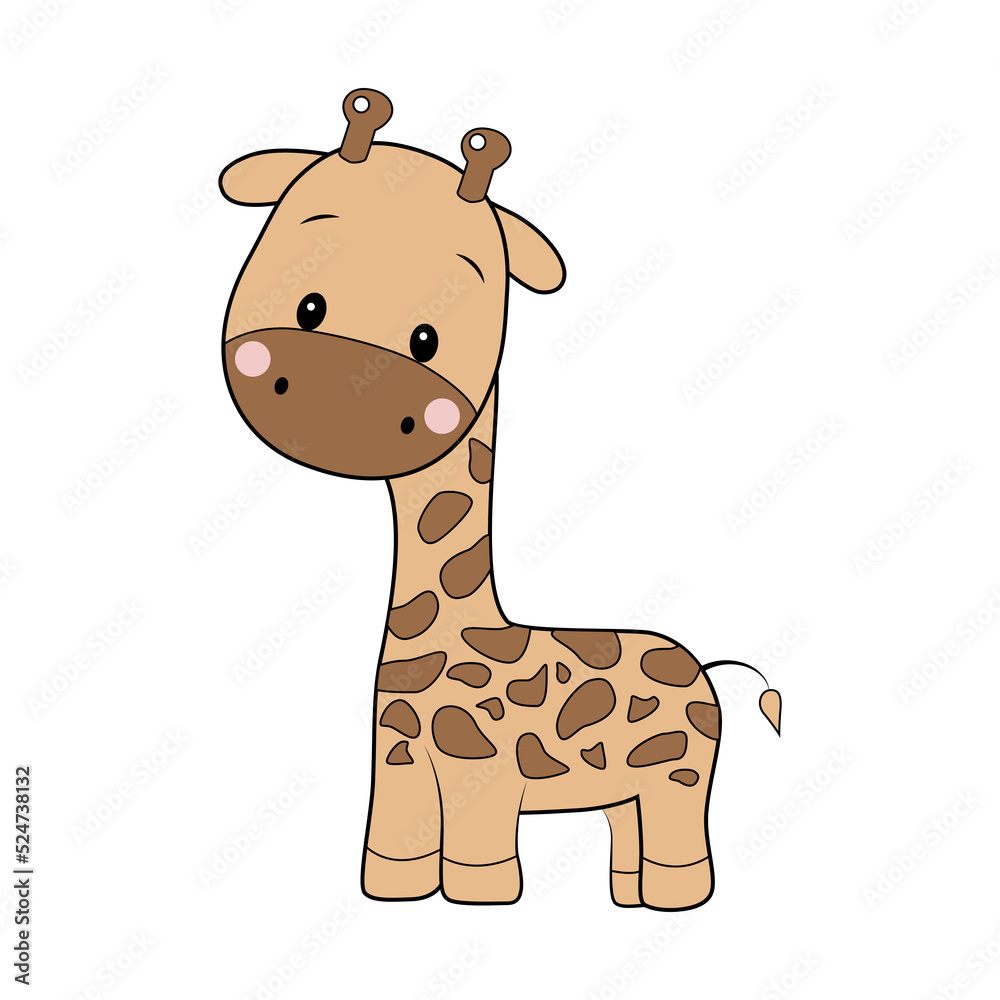 Fototapeta premium Cute cartoon Giraffe. G letter for Giraffe. Vector illustration of a flat isolated on a white background. The design element of t-shirts, home textiles, wrapping paper, textiles, and flashcards.
