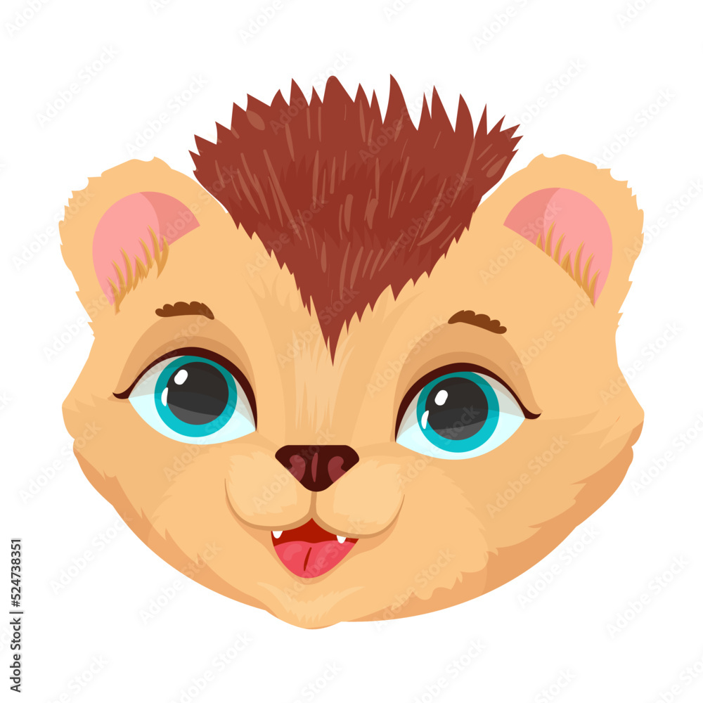 Face of a cheerful hedgehog Cheerful Porcupine. Vector illustration on a white background.