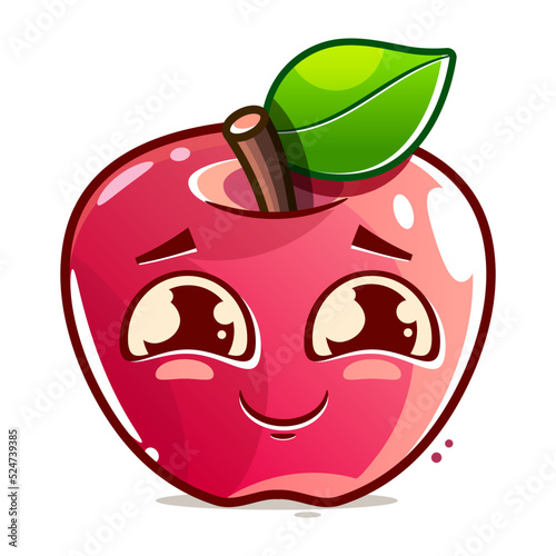 Happy apple fruit cute character mascot vector