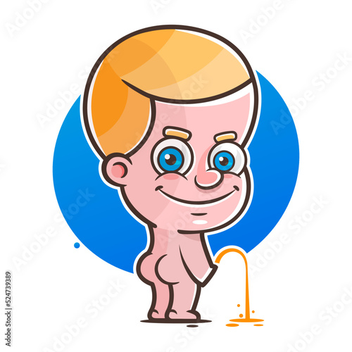 boy peeing pee toilet child baby training vector urinate watering