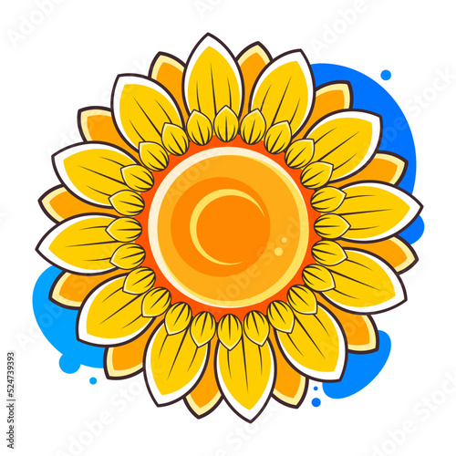 Sunflower silhouette, cutting frame, Yellow summer flower