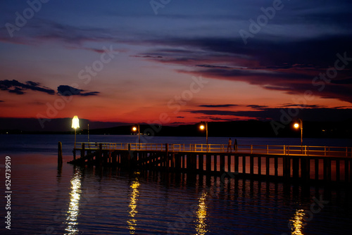 Sunset on lake Trasimeno from Passignano  Italy 