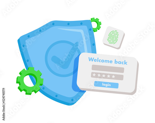 Fingerprint cyber secure icon. Digital security authentication concept. Finger scan for authorization.