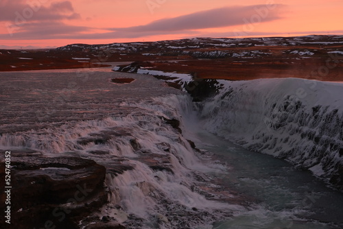 sunrise over the falls and cliffs