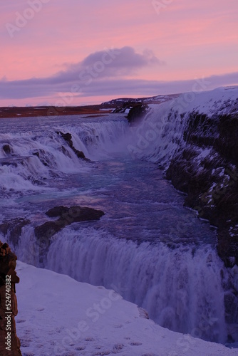sunrise over the falls and mountains