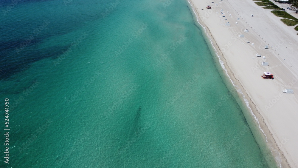 South Beach in Miami Beach closed due to Covid-19, Coronavirus 2020 March by Drone