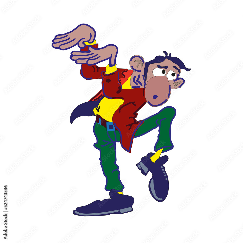 Funny cartoon character. Comic.