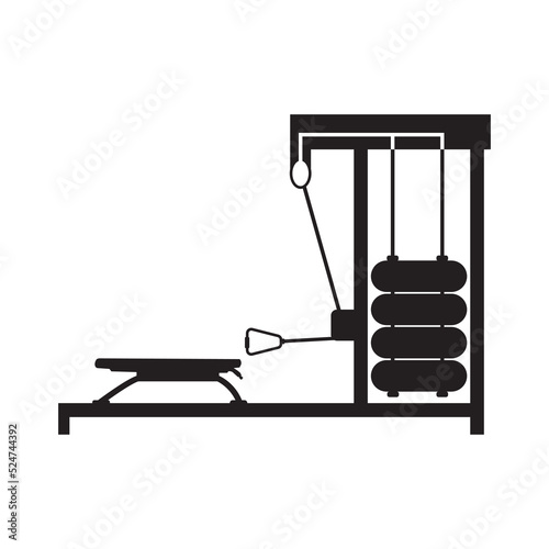 Fitness cable row machine icon | Black Vector illustration |