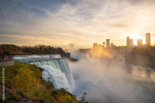 Niagara Falls from the American Side Looking Towards Canada during sunset © Sarmad