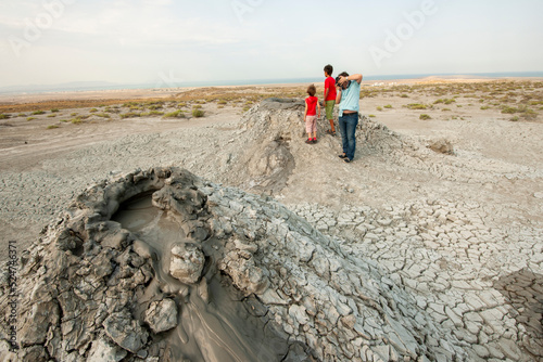 Mud volcanoes in Azerbaijan active views panorama Gobustan reserve
