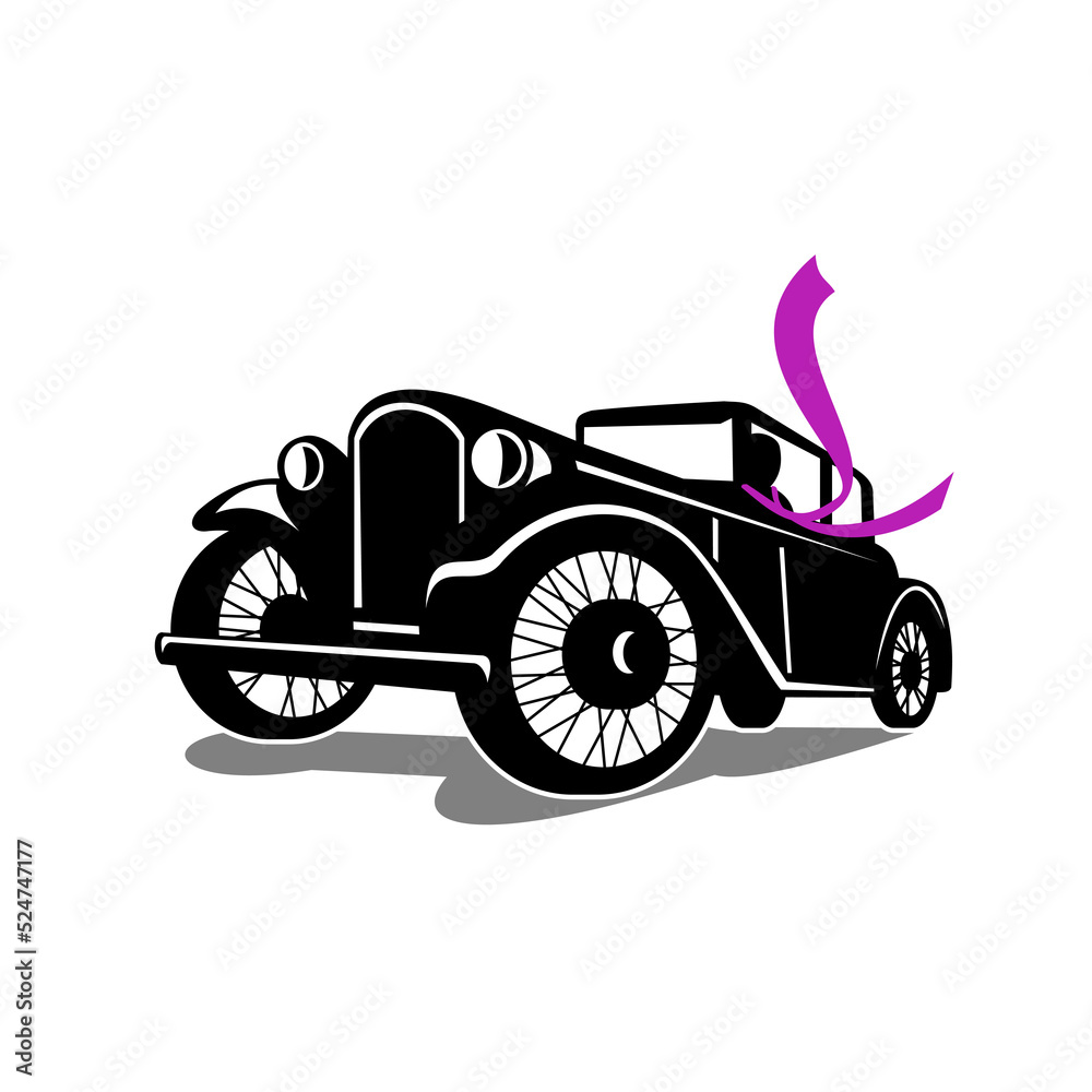 Vintage Coupe With Flowing Scarf Retro