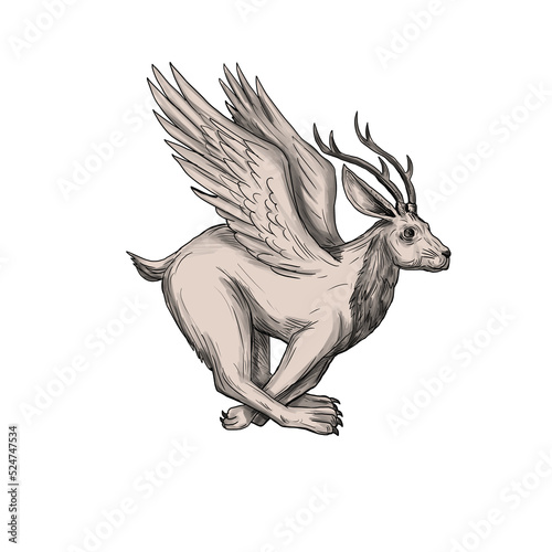 Wolpertinger Running Side Tattoo photo