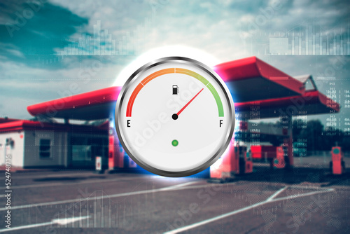 Fotografie, Obraz Gas station with fuel gauge for cars