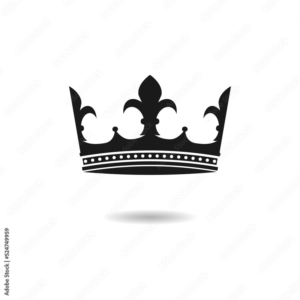 Black Crown Icon. Royal symbol for logo and web site Vector illustration