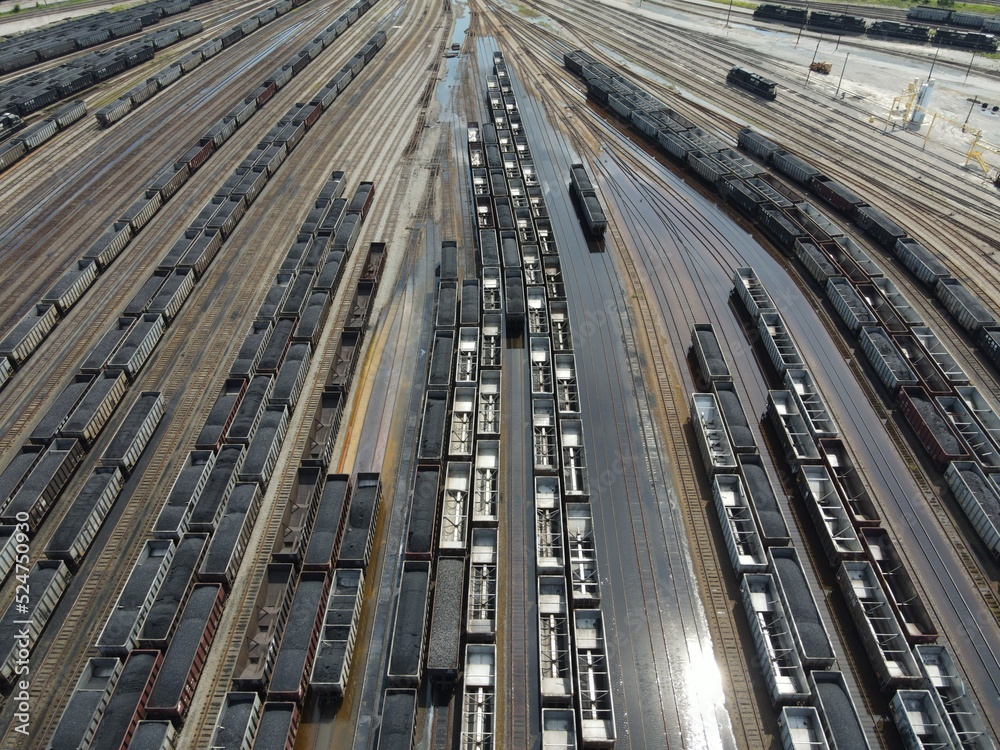 Aerial view of the rail yard Aerial view of the rail yard