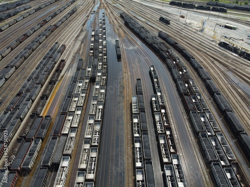 Aerial view of the rail yard