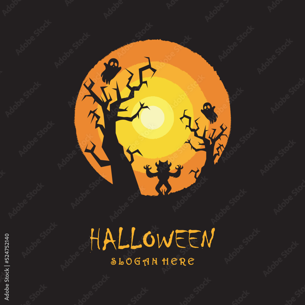 halloween logo with slogan template