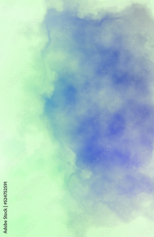 green and purple watercolor background with clouds