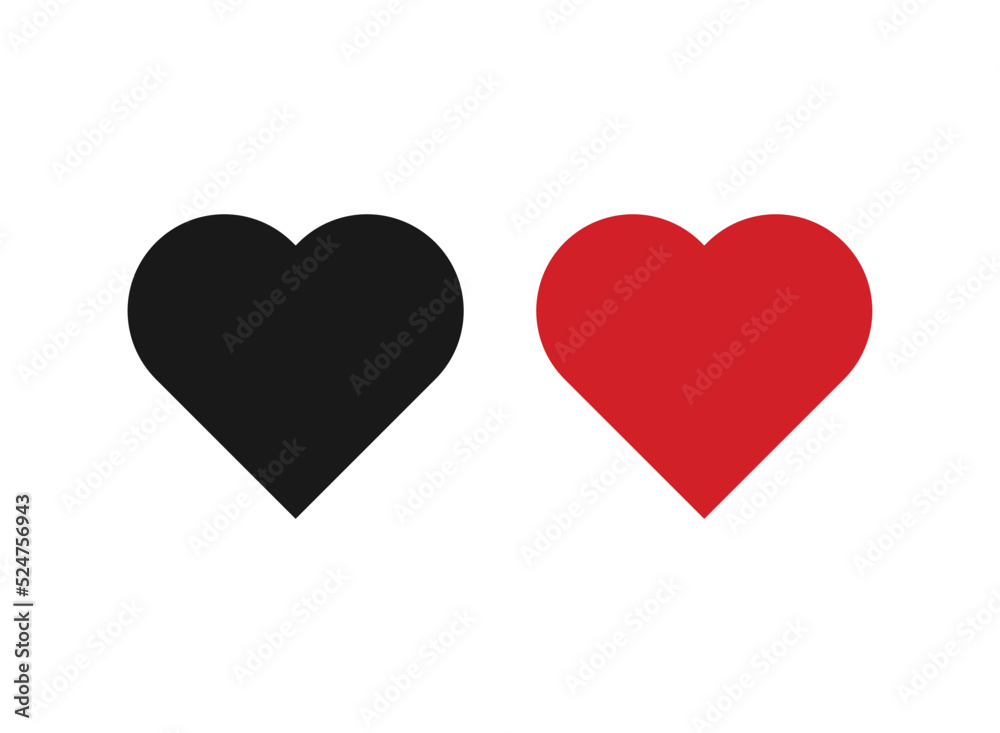 Collection of Love Heart Symbol Icons . Love Illustration Set with Solid and Outline Vector Hearts. eps 10.