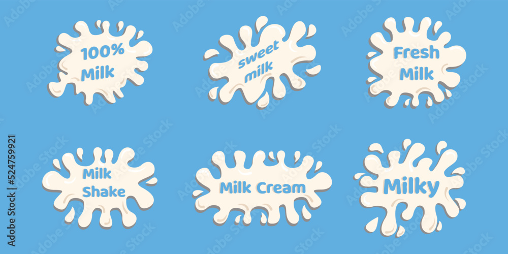 logo collection for milk from milk splash, milk drip and real milk