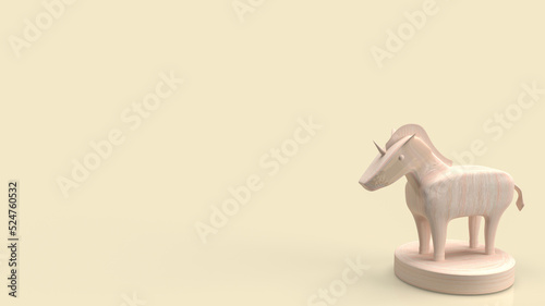 The wood unicorn  for start up or business concept 3d rendering