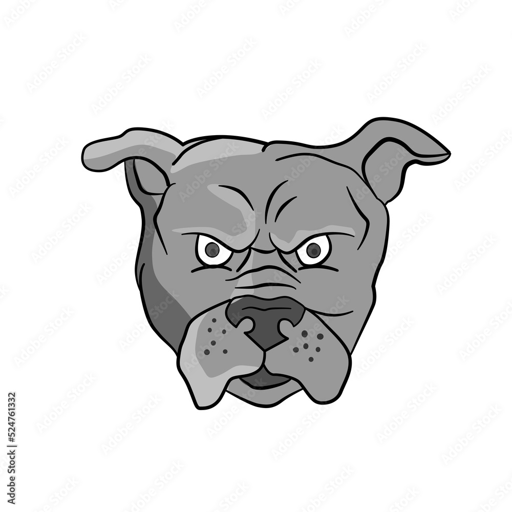 Angry Bulldog Head Cartoon