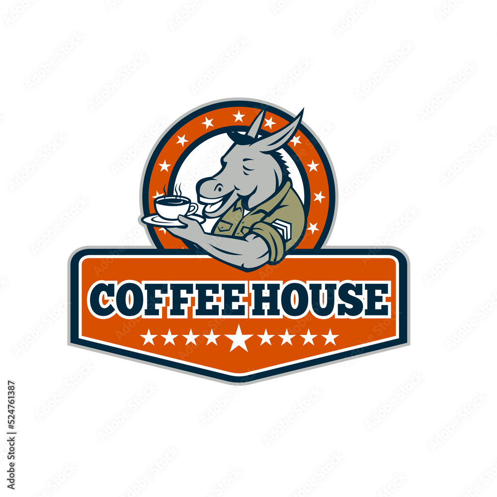 Army Sergeant Donkey Coffee House Cartoon
