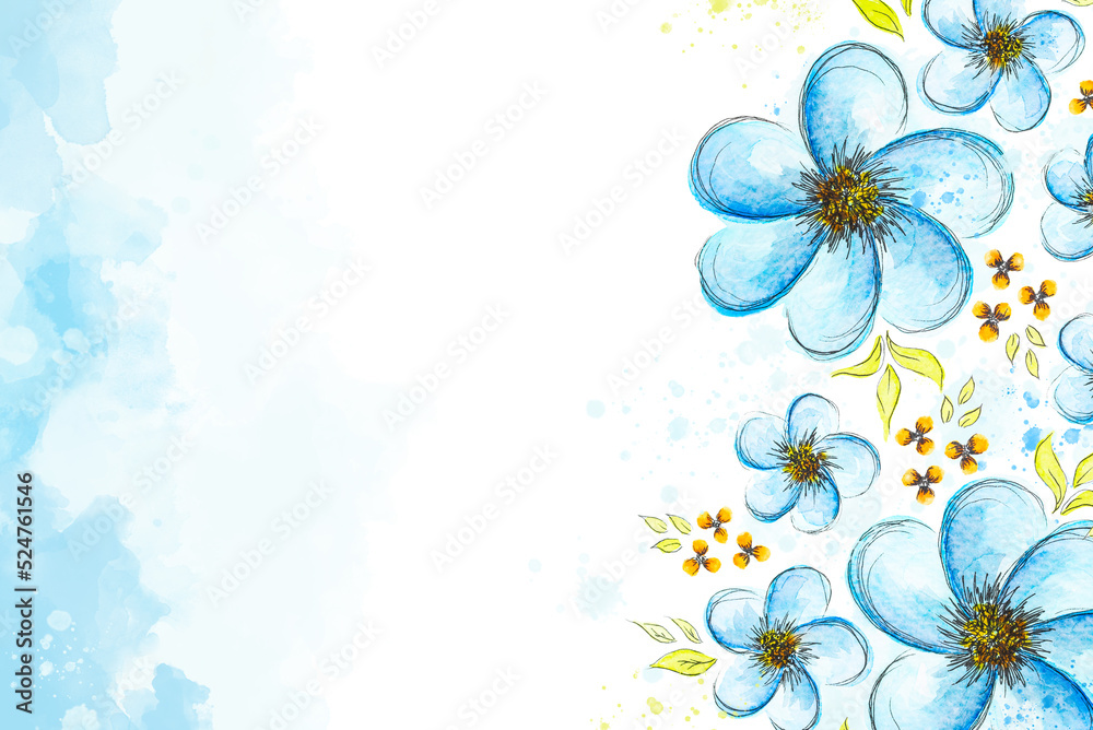 Watercolor flowers and leave. Wedding template with roses flowers on light background. Invitation background with room for text. Digital art.
Watercolor flowers and leave. Wedding template with roses flowers on light background. Invitation background with room for text. Digital art.