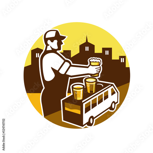 Bartender Beer City Van Circle Retro photo