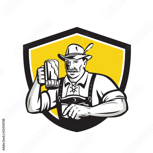 Wallpaper Mural Bavarian Beer Drinker Oktoberfest Crest Retro Torontodigital.ca